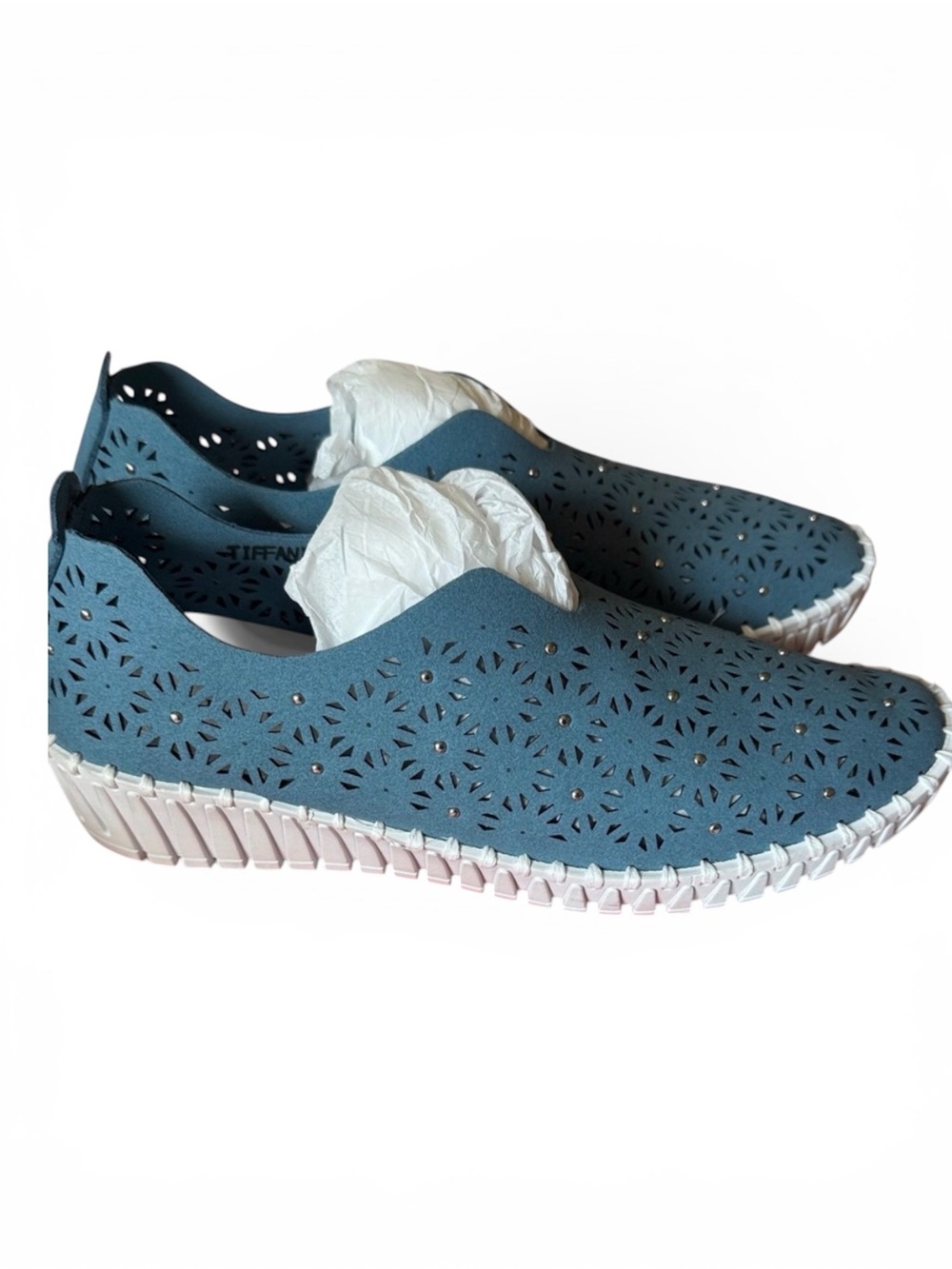 NWOT bernie mev. Blue Perforated Slip-On Sneakers SZ 37 EU SZ 6-6.5 US so cute